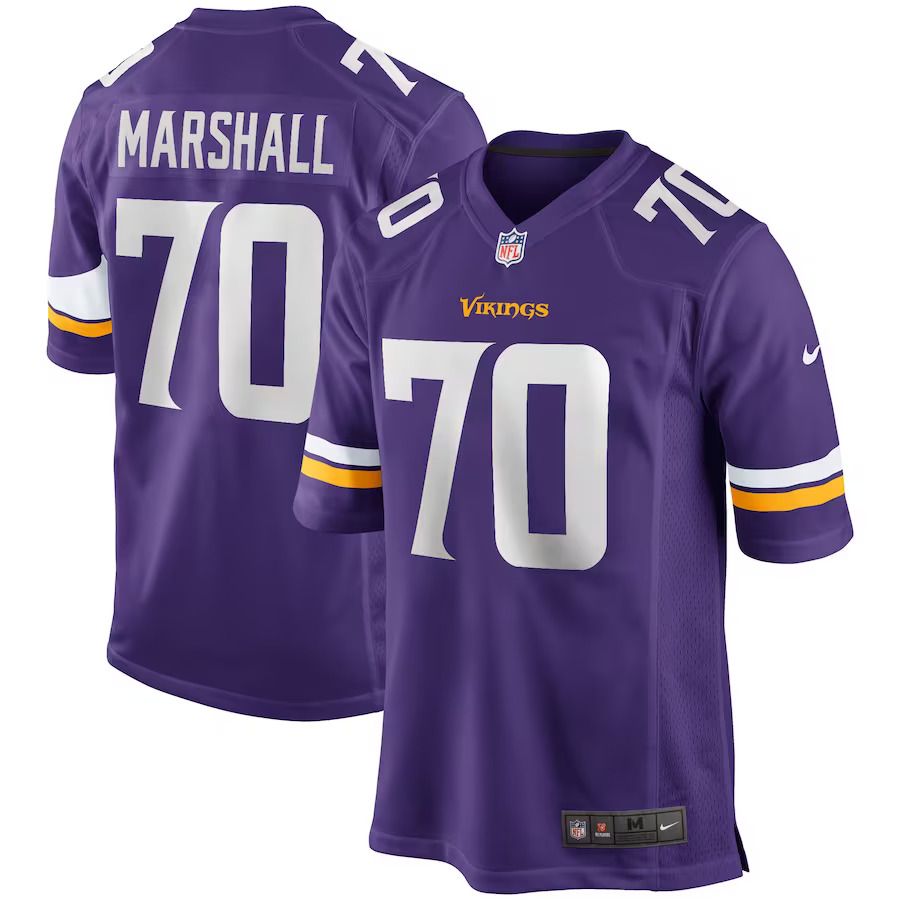Men Minnesota Vikings 70 Jim Marshall Nike Purple Game Retired Player NFL Jersey